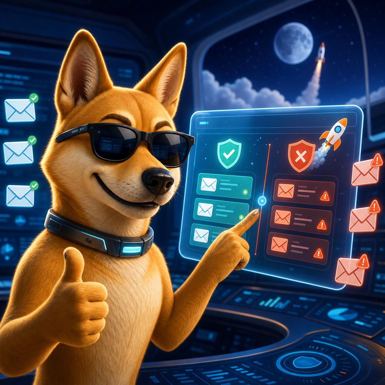Dingo reviewing quarantined spam on a security dashboard